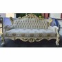 Casa Padrino Luxus Barock Wohnzimmer Sofa Silber / Creme / Gold 225 cm - Barock M�bel