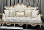 Casa Padrino Luxus Barock Wohnzimmer Sofa Creme / Wei� / Gold 230 cm - Barock Wohnzimmer M�bel