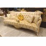 Casa Padrino Luxus Barock Wohnzimmer Sofa Gold / Wei� / Grau / Gold H. 239 cm - Barock M�bel