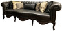 Casa Padrino Luxus Barock Chesterfield Leder Sofa Schwarz 250 x 95 x H. 83 cm - Echtleder Wohnzimmer Sofa im Barockstil - Edel & Prunkvoll 