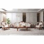 Casa Padrino Luxus Barock Wohnzimmer Sofa Wei� / Braun 295 cm - Barock M�bel