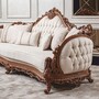 Casa Padrino Luxus Barock Wohnzimmer Sofa Wei� / Braun 295 cm - Barock M�bel