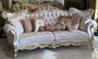 Casa Padrino Luxus Barock Wohnzimmer Sofa Creme / Rosa / Gold 300 x 98 x H. 120 cm - Prunkvolles Sofa im Barockstil - Edle Barock Wohnzimmer M�bel 