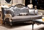 Casa Padrino Luxus Barock Wohnzimmer Sofa Grau / Wei� / Gold 226 cm - Barock Wohnzimmer M�bel