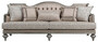 Casa Padrino Luxus Barock Wohnzimmer Sofa Rosa / Silber - Handgefertigtes Massivholz Sofa mit elegantem Muster und dekorativen Kissen - Wohnzimmer M�bel im Barockstil