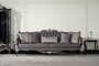 Casa Padrino Luxus Barock Wohnzimmer Sofa Lila / Schwarz / Silber - Prunkvolles Barockstil Sofa mit dekorativen Kissen - Luxus Wohnzimmer M�bel im Barockstil - Barock M�bel