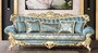 Casa Padrino Luxus Barock Wohnzimmer Sofa T�rkis / Gold 233 cm