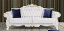 Casa Padrino Barock Sofa Hellgrau / Wei� / Gold 235 x 85 x H. 112 cm - Edles Wohnzimmer Sofa mit Glitzersteinen - Barock M�bel