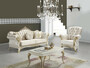 Casa Padrino Barock Wohnzimmer Sofa mit Glitzersteinen Champagnerfarben / Creme / Gold 224 x 83 x H. 112 cm - Wohnzimmer M�bel - Edel & Prunkvoll