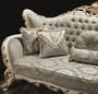 Casa Padrino Luxus Barock Wohnzimmer Sofa Grau / Wei� / Gold 235 x 95 x H. 120 cm - Prunkvolle Couch mit Glitzersteinen und dekorativen Kissen - Edle Barockm�bel