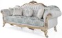 Casa Padrino Luxus Barock Samt Sofa mit Kissen Grau / T�rkis / Antik Gold 252 x 82 x H. 115 cm - Wohnzimmer M�bel im Barockstil