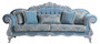 Casa Padrino Luxus Barock Wohnzimmer Sofa mit dekorativen Kissen Hellblau / Grau 237 x 90 x H. 105 cm - Barock M�bel - Edel & Prunkvoll