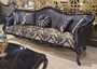 Casa Padrino Luxus Barock Wohnzimmer Sofa mit Muster Gold / Blau / Schwarz - Handgefertigtes Barockstil Sofa - Luxus Wohnzimmer M�bel im Barockstil - Barock M�bel - Edel & Prunkvoll