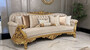 Casa Padrino Luxus Barock Wohnzimmer Sofa Gold Muster / Gold - Prunkvolles Barockstil Sofa - Luxus Wohnzimmer M�bel im Barockstil - Barock M�bel - Edel & Prunkvoll