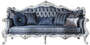 Casa Padrino Luxus Barock Wohnzimmer Sofa mit dekorativen Kissen Blau / Wei� / Silber 240 x 90 x H. 120 cm - Prunkvolle Barock M�bel