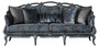 Casa Padrino Luxus Barock Sofa Grau / Blau / Grau 224 x 103 x H. 110 cm - Edles Wohnzimmer Sofa mit elegantem Muster und dekorativen Kissen - Barockstil Wohnzimmer M�bel