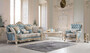Casa Padrino Luxus Barock Wohnzimmer Sofa mit dekorativen Kissen Hellblau / Creme / Wei� / Gold 240 x 90 x H. 120 cm - Edle Barock Wohnzimmer M�bel