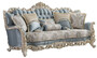 Casa Padrino Luxus Barock Wohnzimmer Sofa mit dekorativen Kissen Hellblau / Creme / Wei� / Gold 240 x 90 x H. 120 cm - Edle Barock Wohnzimmer M�bel