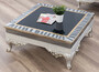 Casa Padrino Luxus Barock Wohnzimmertisch Schwarz / Silber / Gold 102 x 102 x H. 41 cm - Edler Massivholz Couchtisch im Barockstil - Barock Wohnzimmer M�bel