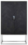 Casa Padrino Luxus Barschrank Schwarz / Silber 108 x 45 x H. 175 cm - Massivholz Schrank mit 2 T�ren - Wohnzimmer M�bel - Bar M�bel - Hotel M�bel - Luxus Kollektion