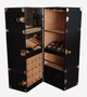 Casa Padrino Luxus Leder Koffer Barschrank Schwarz / Messing H. 135 cm - Made in Italy