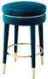 Casa Padrino Luxus Barhocker Blau / Messing  41 x H. 68 cm - Runder Samt Hocker - Luxus M�bel