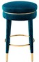 Casa Padrino Luxus Barhocker Blau / Messing  41 x H. 68 cm - Runder Samt Hocker - Luxus M�bel