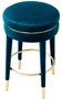 Casa Padrino Luxus Barhocker Blau / Messing  41 x H. 68 cm - Runder Samt Hocker - Luxus M�bel