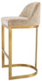 Casa Padrino Luxus Barstuhl Sandfarben / Messing 53 x 51 x H. 101 cm - Gepolsterter Edelstahl Barhocker - Bar M�bel - Luxus M�bel - Luxus Qualit�t