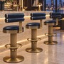 Casa Padrino Luxus Kunstleder Barstuhl Dunkelblau / Messing H. 96 cm - Bar M�bel - Hotel M�bel - Luxus M�bel