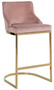 Casa Padrino Luxus Barstuhl Rosa / Gold 48 x 49 x H. 103 cm - Gepolsterter Barhocker mit edlem Samtstoff und Edelstahl Beinen - Luxus Barm�bel