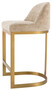 Casa Padrino Luxus Barstuhl Sandfarben / Messing 53 x 48 x H. 91 cm - Gepolsterter Edelstahl Barhocker - Bar M�bel - Luxus M�bel - Luxus Qualit�t