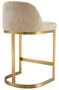 Casa Padrino Luxus Barstuhl Sandfarben / Messing 53 x 48 x H. 91 cm - Gepolsterter Edelstahl Barhocker - Bar M�bel - Luxus M�bel - Luxus Qualit�t