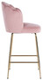 Casa Padrino Luxus Barstuhl Rosa / Gold 51 x 61 x H. 113 cm - Gepolsterter Barhocker mit edlem Samtstoff und Edelstahl Beinen - Luxus Barm�bel