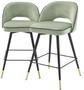 Casa Padrino Luxus Barstuhl Set Pistaziengr�n / Schwarz / Messingfarben 51 x 52 x H. 92,5 cm - Barst�hle mit drehbarer Sitzfl�che und edlem Samtsoff - Luxus Bar M�bel
