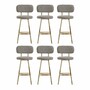 Casa Padrino Luxus Barstuhl 6er Set Grau / Gold H. 106 cm - Bar M�bel