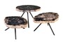 Casa Padrino Luxus Beistelltisch 3er Set Braun - Tische aus versteinertem Holz H. 25 / 33 / 40 cm - Luxus M�bel