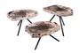 Casa Padrino Luxus Beistelltisch 3er Set Braun - Tische aus versteinertem Holz H. 25 / 33 / 40 cm - Luxus M�bel