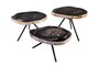 Casa Padrino Luxus Beistelltisch 3er Set Braun - Tische aus versteinertem Holz H. 25 / 33 / 40 cm - Luxus M�bel