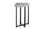 Casa Padrino Luxus Beistelltisch Braun 56 x 43 x H. 60 cm - Beistelltisch mit Tischplatte aus versteinertem Holz und schwarzem Eisenfu� - Luxus M�bel