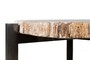 Casa Padrino Luxus Beistelltisch Braun 65 x 65 x H. 67 cm - Beistelltisch mit Tischplatte aus versteinertem Holz und Edelstahlfu� - Luxus M�bel