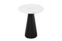 Casa Padrino Luxus Beistelltisch Cone Wei�  50 x H. 60 cm - Runder Beistelltisch in Marmor-Optik mit konischem Fu� und schwarzem Metallgestell - Luxus M�bel