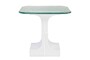 Casa Padrino Luxus Beistelltisch Cremewei� 50 x 40 x H. 46 cm - Handgefertigter Keramik Beistelltisch mit Platte aus strukturiertem Klarglas - Luxus M�bel