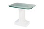 Casa Padrino Luxus Beistelltisch Cremewei� 50 x 40 x H. 46 cm - Handgefertigter Keramik Beistelltisch mit Platte aus strukturiertem Klarglas - Luxus M�bel