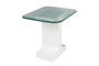 Casa Padrino Luxus Beistelltisch Cremewei� 50 x 40 x H. 46 cm - Handgefertigter Keramik Beistelltisch mit Platte aus strukturiertem Klarglas - Luxus M�bel