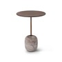 Casa Padrino Luxus Beistelltisch Hellgrau / Bronze  40 x H. 55 cm - Beistelltisch mit Travertin - Moderne Wohnzimmer M�bel - Luxus Qualit�t 