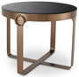 Casa Padrino Luxus Beistelltisch Kupferfarben / Schwarz  60 x H. 47 cm - Runder Edelstahl Tisch mit Glasplatte - Wohnzimmer M�bel - Luxus M�bel