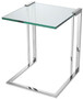 Casa Padrino Luxus Beistelltisch Silber 45 x 45,5 x H. 56,5 cm - Edelstahl Tisch mit Glasplatte - Luxus Wohnzimmer M�bel