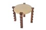 Casa Padrino Luxus Beistelltisch Naturfarben  60 x H. 52 cm - Runder Mindi Massivholz Beistelltisch in Naturfarben und hellem Kaffeeton - Luxus M�bel