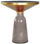 Casa Padrino Luxus Beistelltisch Schwarz / Grau / Gold  50 x H. 53 cm - Runder Glas Tisch - Moderne Wohnzimmer M�bel